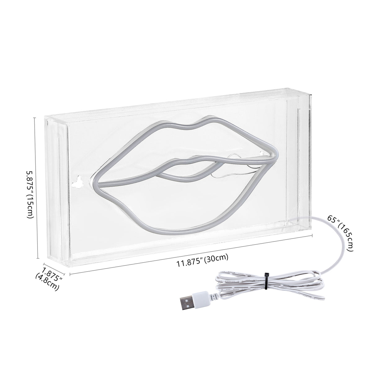 Sign  FOR Lips Contemporary Glam Acrylic Box USB Operated LED Neon Light