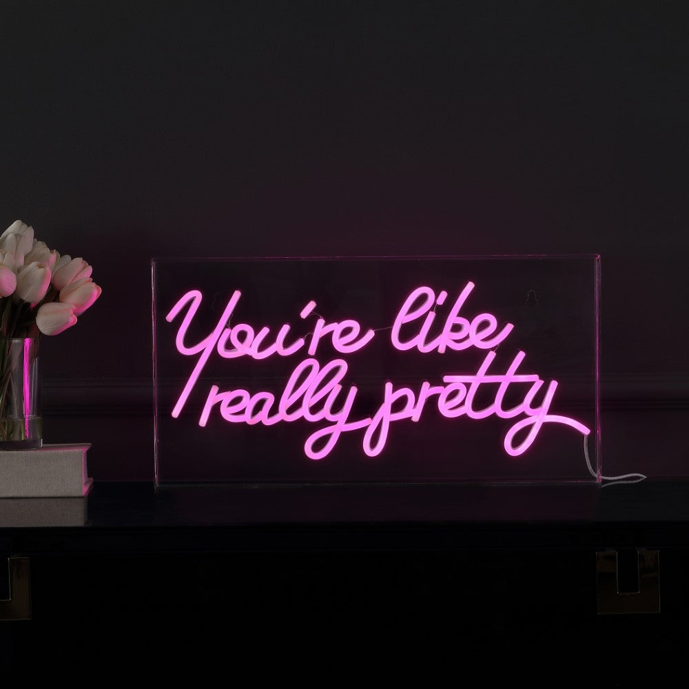 Wedding You're Like Really Pretty Contemporary Glam Acrylic Box USB Operated LED Neon Light
