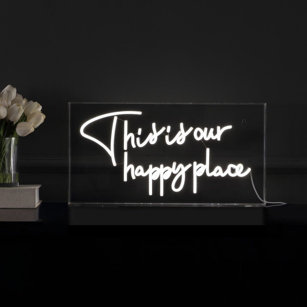Sign Board This Is Your Happy Place Contemporary Glam Acrylic Box USB Operated LED Neon Light