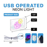 the Crowd Of Roses Contemporary Glam Acrylic Box USB Operated LED Neon Light