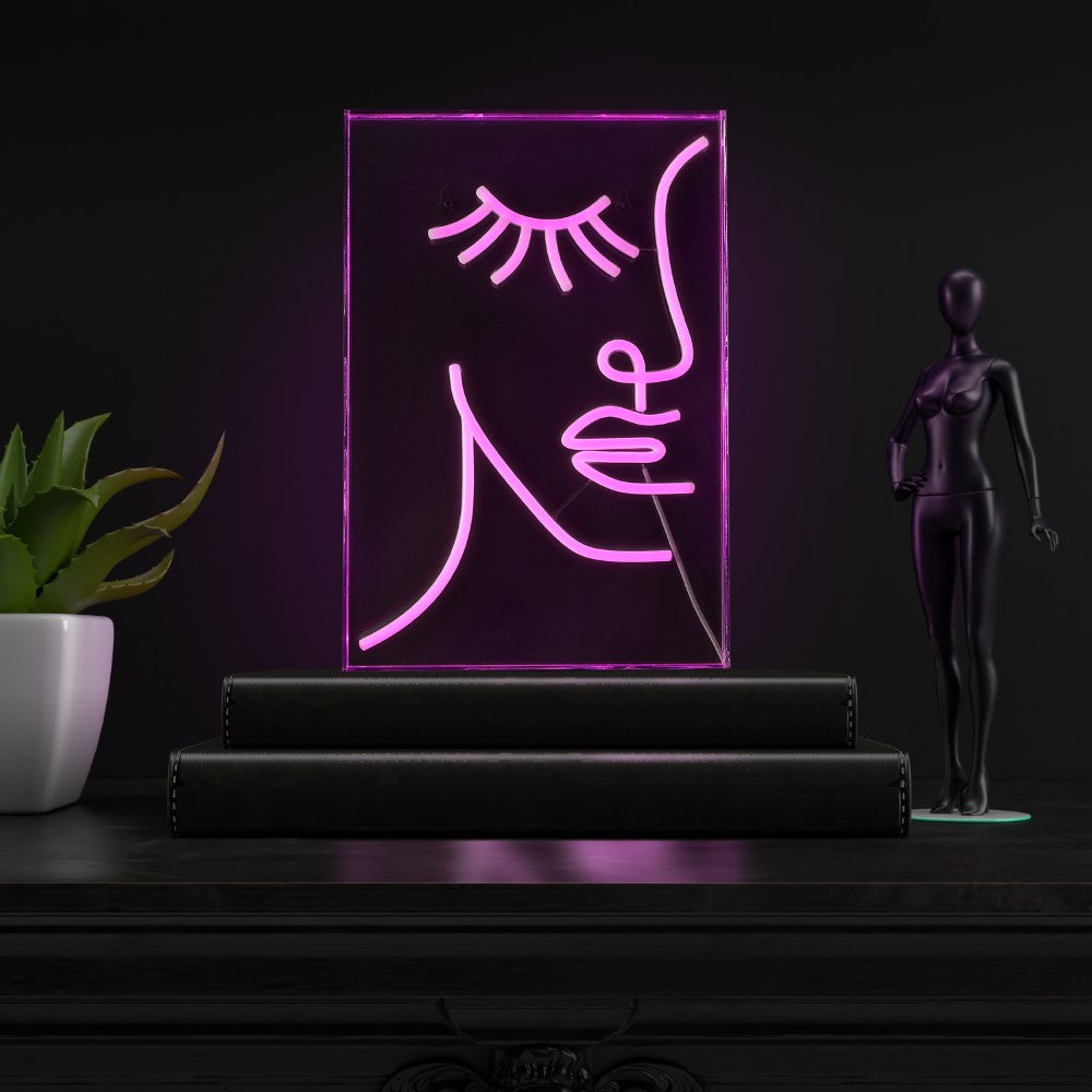 ETA  Half-Face Contemporary Glam Acrylic Box USB Operated LED Neon Light