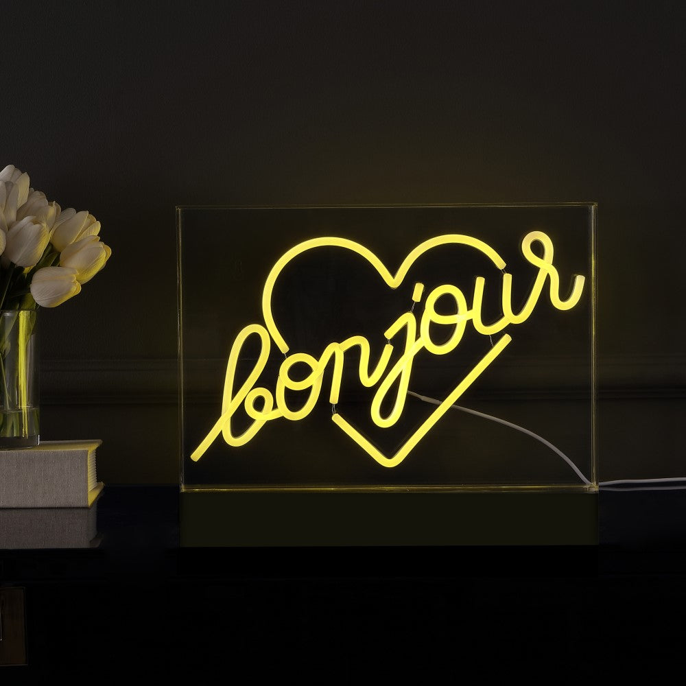 Buy Bonjour Heart Contemporary Glam Acrylic Box USB Operated LED Neon Light