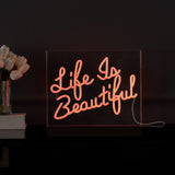 Party Life is Beautiful Contemporary Glam Acrylic Box USB Operated LED Neon Light