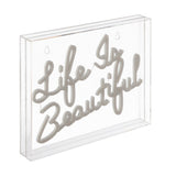 Party Life is Beautiful Contemporary Glam Acrylic Box USB Operated LED Neon Light