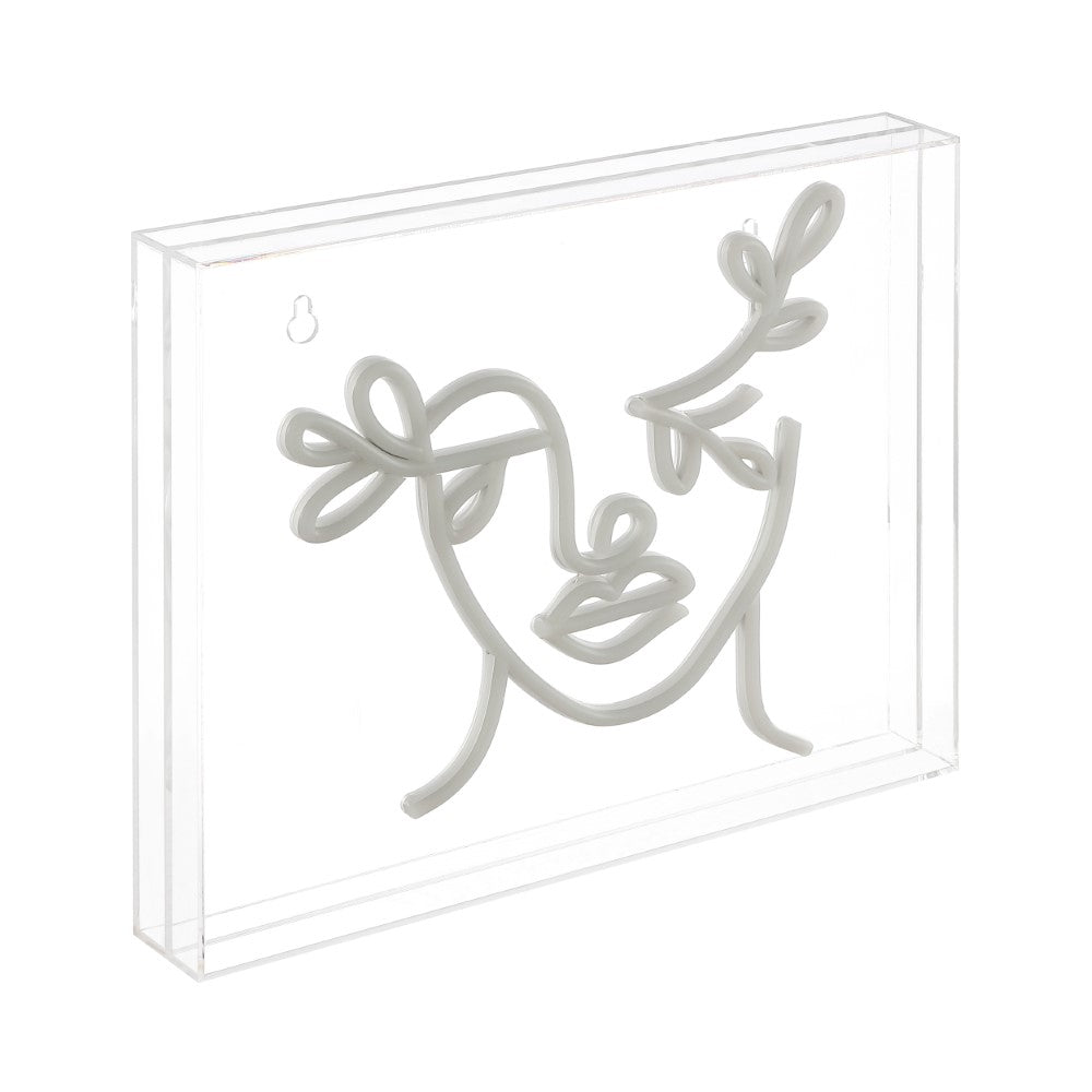 Personalize Teary Face Contemporary Glam Acrylic Box USB Operated LED Neon Light