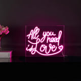 Diy All You Need Is Love Contemporary Glam Acrylic Box USB Operated LED Neon Light