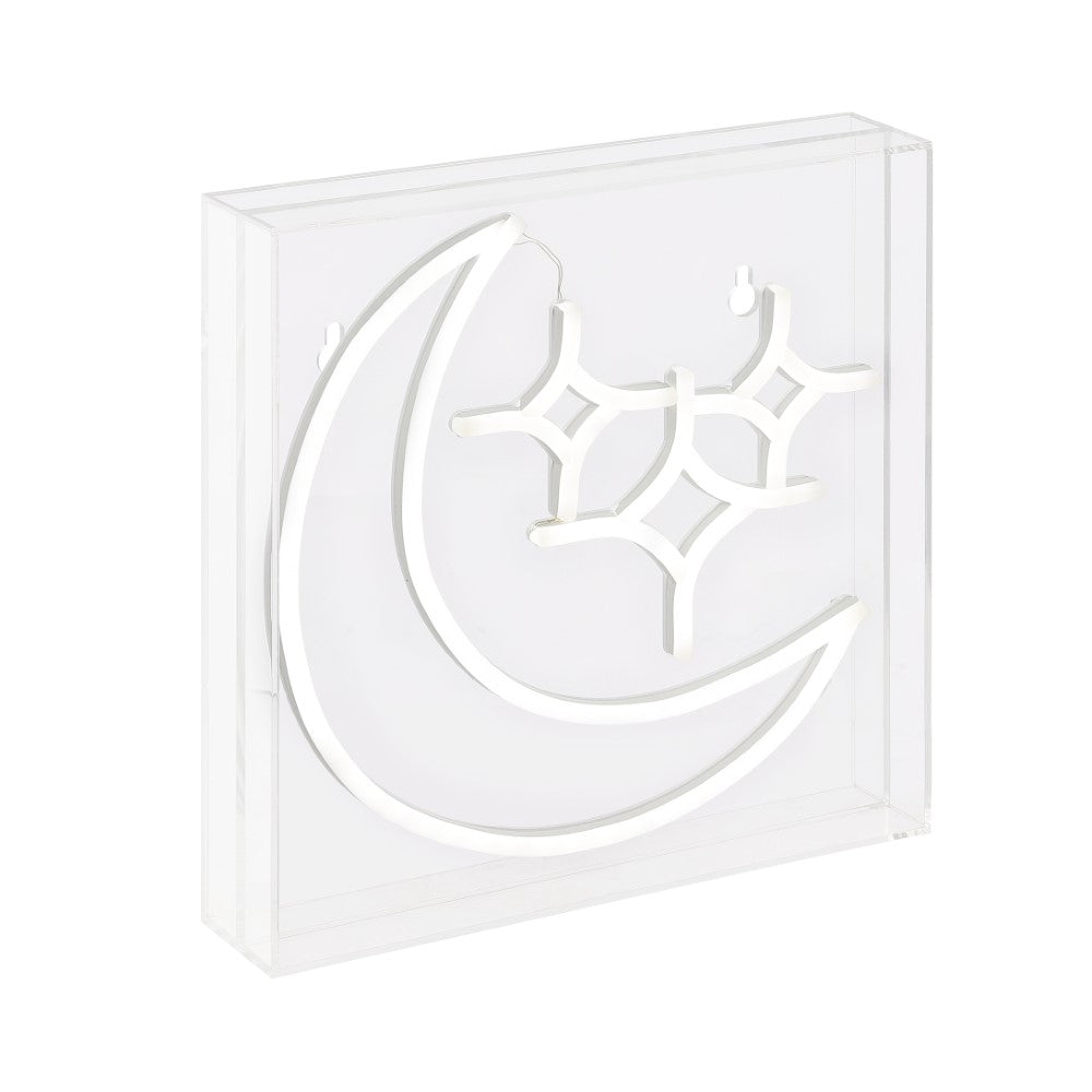 make Starry Crescent Square Contemporary Glam Acrylic Box USB Operated LED Neon Light