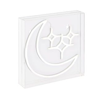 make Starry Crescent Square Contemporary Glam Acrylic Box USB Operated LED Neon Light