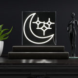 make Starry Crescent Square Contemporary Glam Acrylic Box USB Operated LED Neon Light