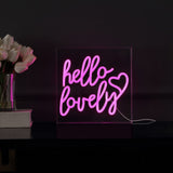 like Hello Lovely Square Contemporary Glam Acrylic Box USB Operated LED Neon Light