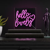 like Hello Lovely Square Contemporary Glam Acrylic Box USB Operated LED Neon Light