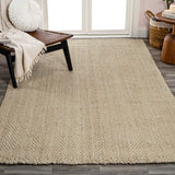 Lolland Hand Woven Herringbone Chunky Jute Area Rug