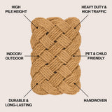 Ocean Classic Coastal Scalloped Basketweave Indoor/Outdoor Coir Mat