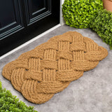 Ocean Classic Coastal Scalloped Basketweave Indoor/Outdoor Coir Mat