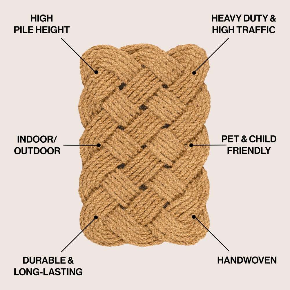 Ocean Classic Coastal Scalloped Basketweave Indoor/Outdoor Coir Mat