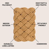 Ocean Classic Coastal Scalloped Basketweave Indoor/Outdoor Coir Mat