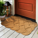 Ocean Classic Coastal Scalloped Basketweave Indoor/Outdoor Coir Mat