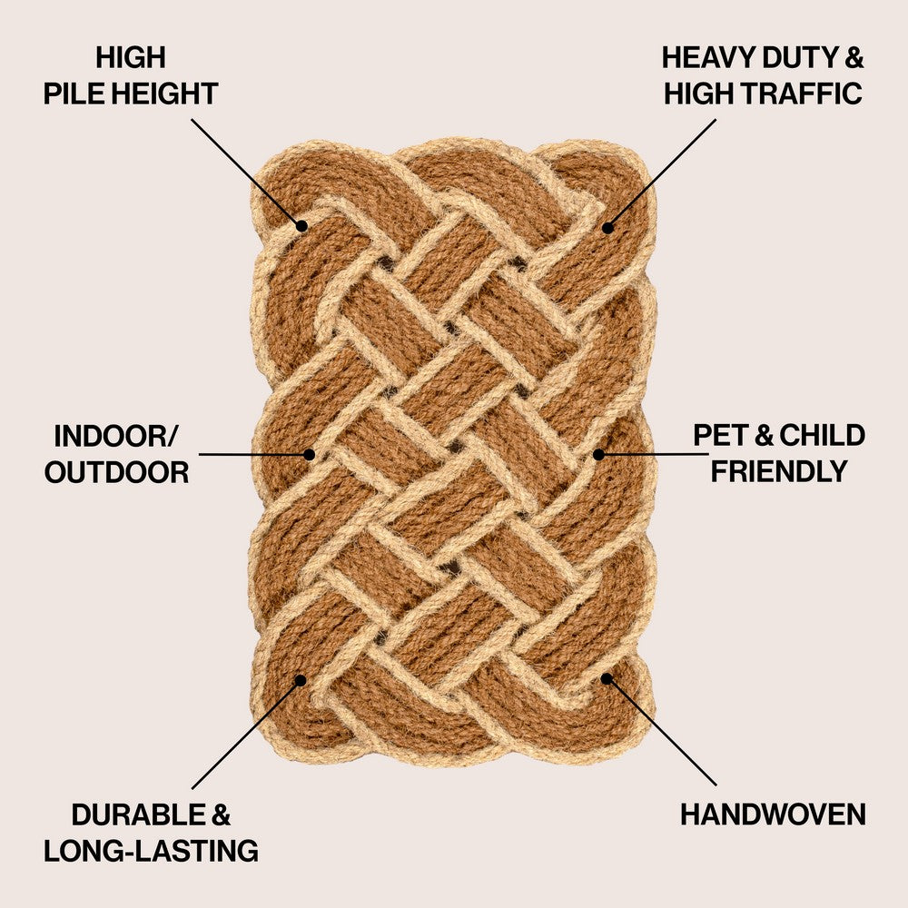 Ocean Classic Coastal Scalloped Basketweave Indoor/Outdoor Coir Mat