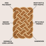 Ocean Classic Coastal Scalloped Basketweave Indoor/Outdoor Coir Mat