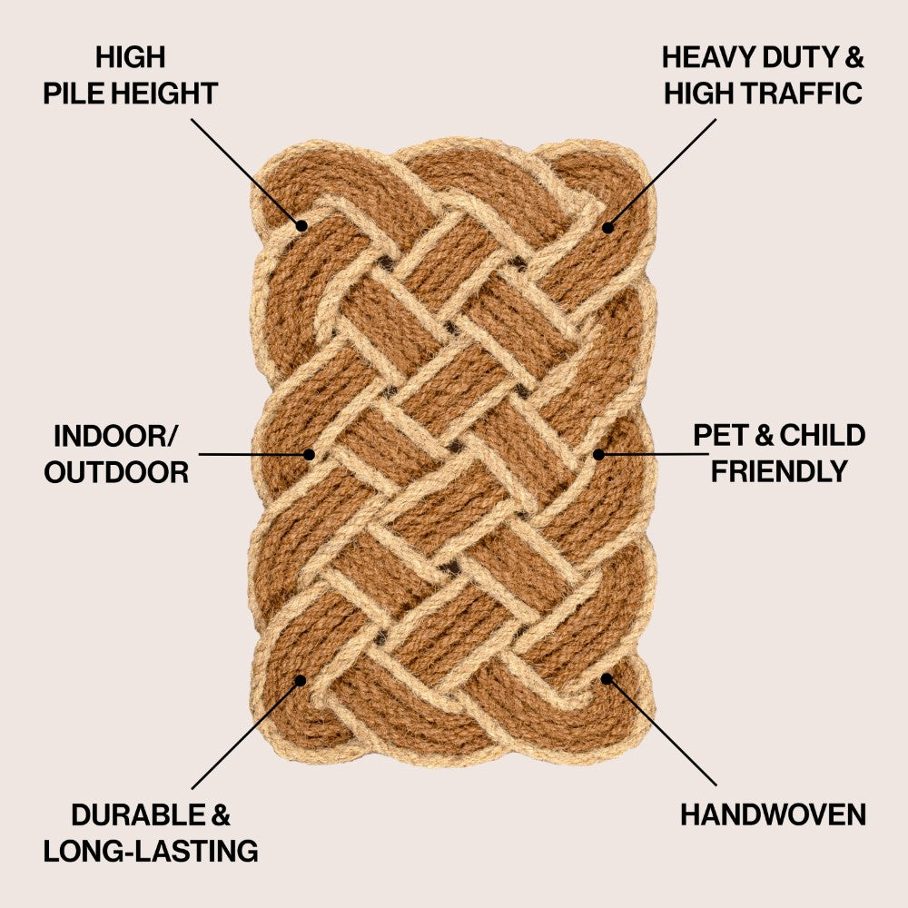 Ocean Classic Coastal Scalloped Basketweave Indoor/Outdoor Coir Mat