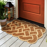 Ocean Classic Coastal Scalloped Basketweave Indoor/Outdoor Coir Mat