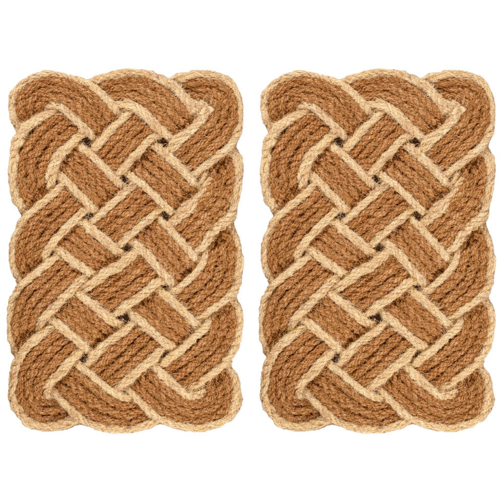 Ocean Classic Coastal Scalloped Basketweave Indoor/Outdoor Coir Mat