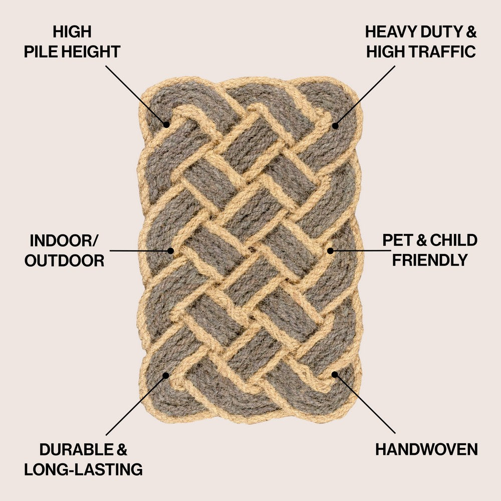 Ocean Classic Coastal Scalloped Basketweave Indoor/Outdoor Coir Mat