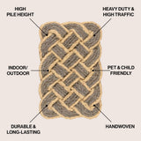 Ocean Classic Coastal Scalloped Basketweave Indoor/Outdoor Coir Mat