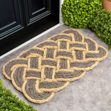 Ocean Classic Coastal Scalloped Basketweave Indoor/Outdoor Coir Mat