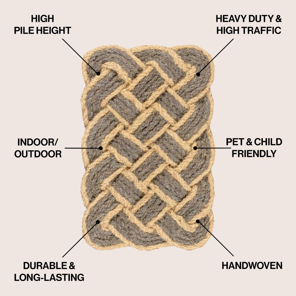 Ocean Classic Coastal Scalloped Basketweave Indoor/Outdoor Coir Mat