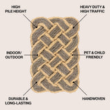 Ocean Classic Coastal Scalloped Basketweave Indoor/Outdoor Coir Mat
