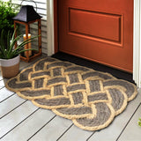 Ocean Classic Coastal Scalloped Basketweave Indoor/Outdoor Coir Mat