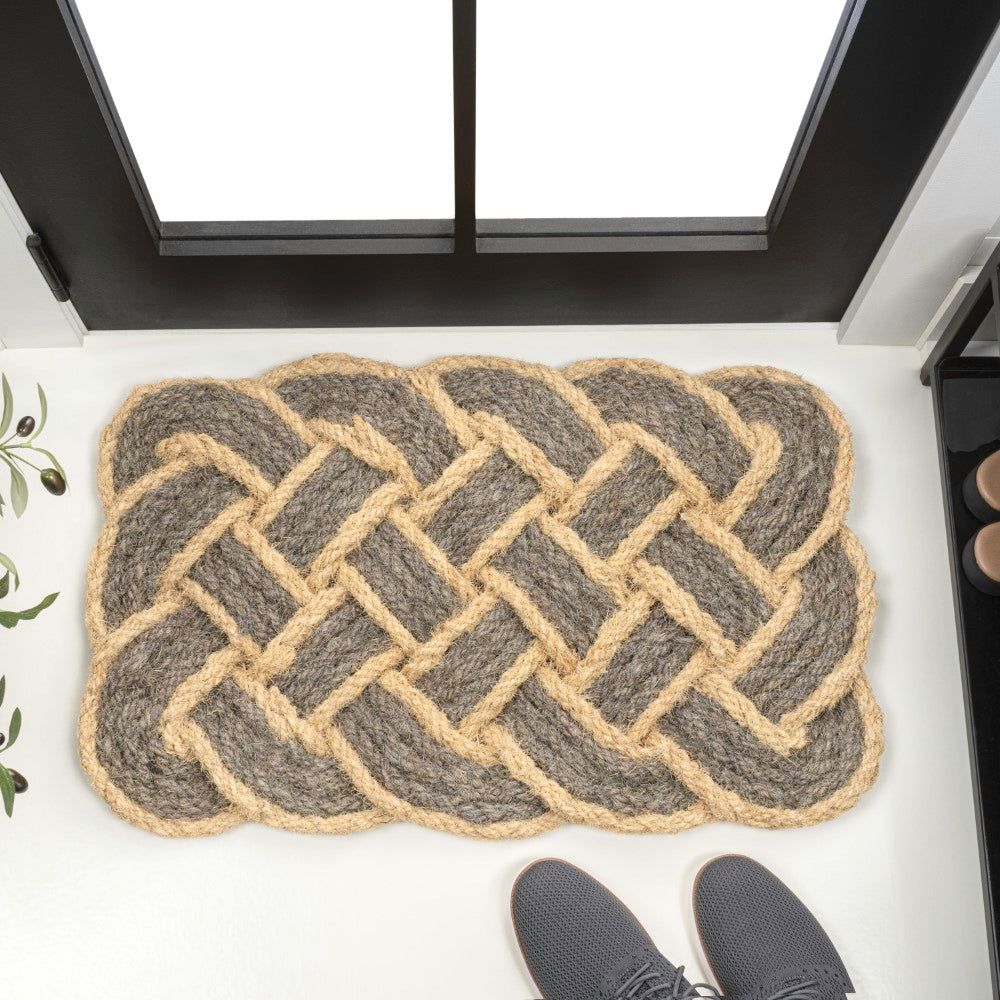 Ocean Classic Coastal Scalloped Basketweave Indoor/Outdoor Coir Mat