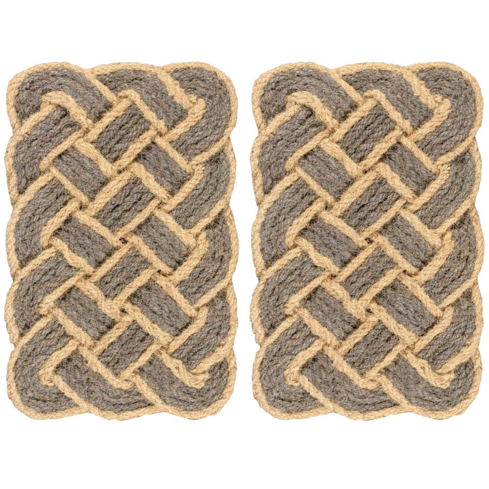 Ocean Classic Coastal Scalloped Basketweave Indoor/Outdoor Coir Mat