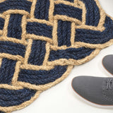 Ocean Classic Coastal Scalloped Basketweave Indoor/Outdoor Coir Mat