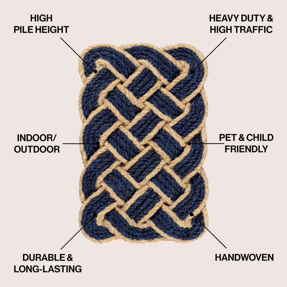 Ocean Classic Coastal Scalloped Basketweave Indoor/Outdoor Coir Mat