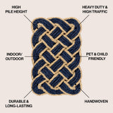 Ocean Classic Coastal Scalloped Basketweave Indoor/Outdoor Coir Mat