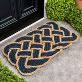 Ocean Classic Coastal Scalloped Basketweave Indoor/Outdoor Coir Mat