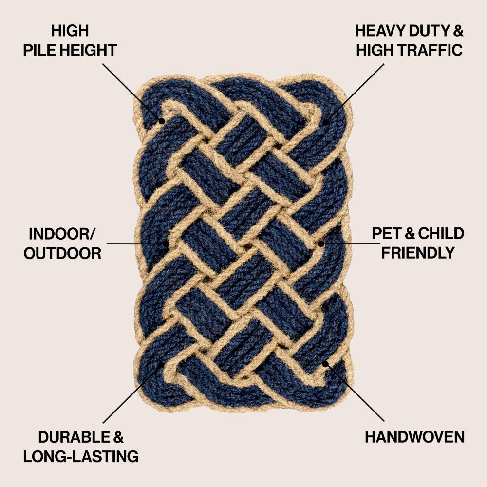 Ocean Classic Coastal Scalloped Basketweave Indoor/Outdoor Coir Mat
