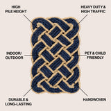 Ocean Classic Coastal Scalloped Basketweave Indoor/Outdoor Coir Mat