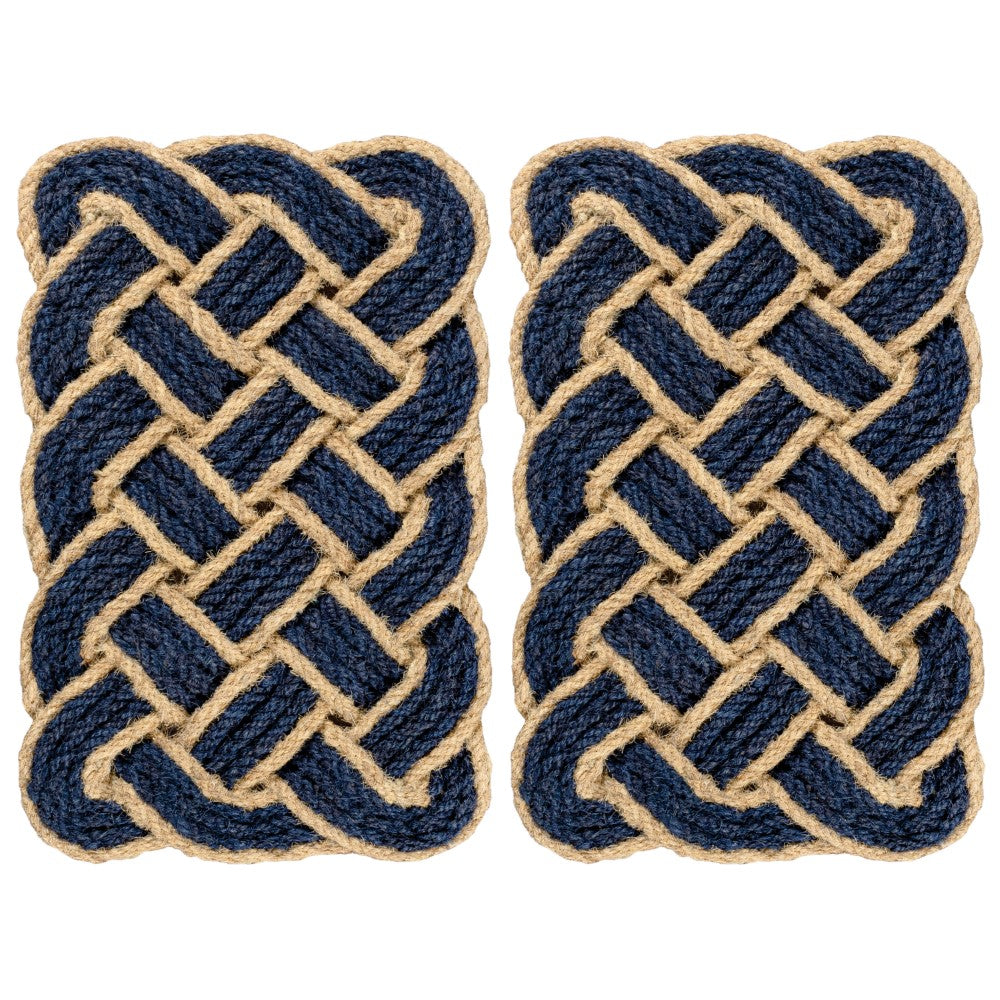 Ocean Classic Coastal Scalloped Basketweave Indoor/Outdoor Coir Mat