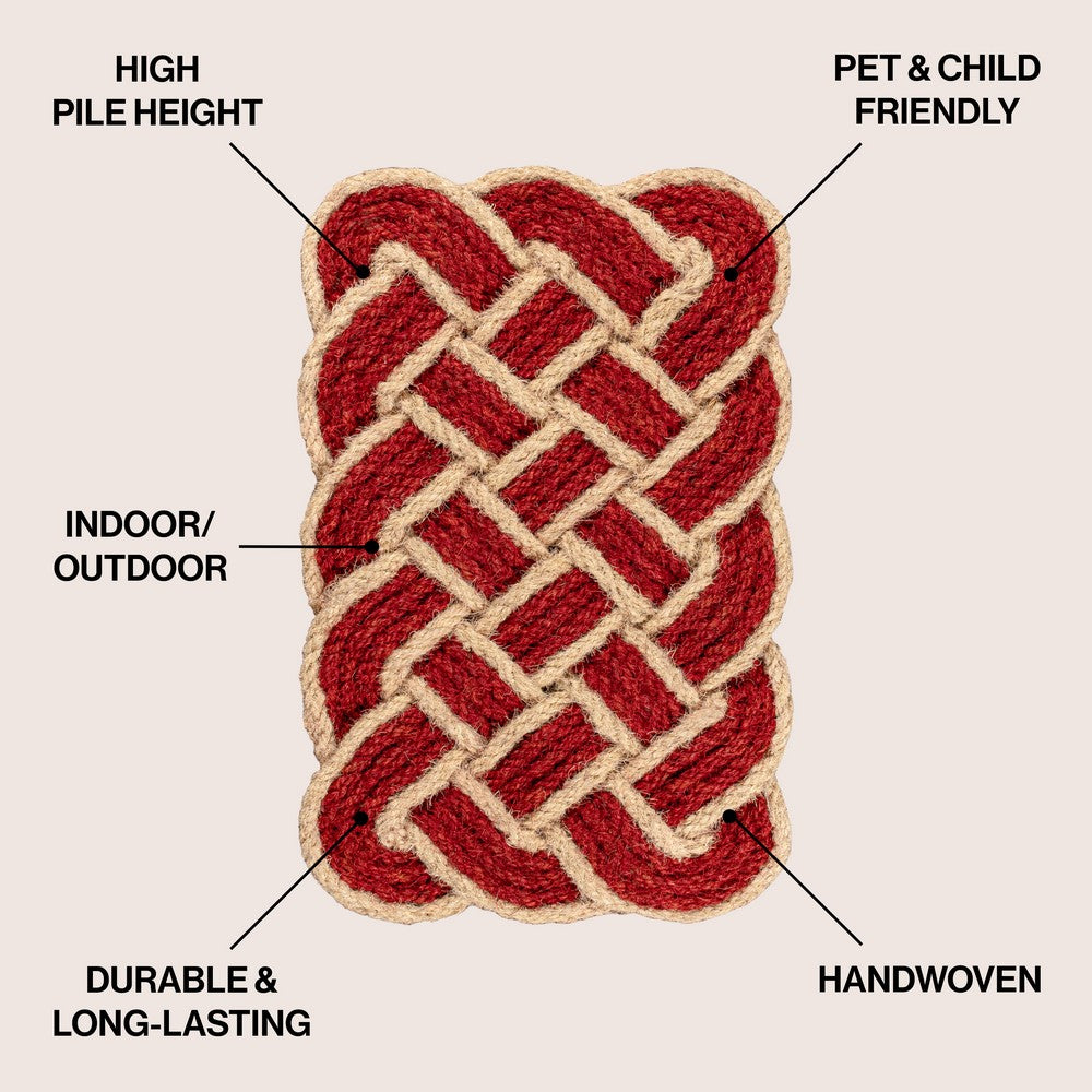 Ocean Classic Coastal Scalloped Basketweave Indoor/Outdoor Coir Mat