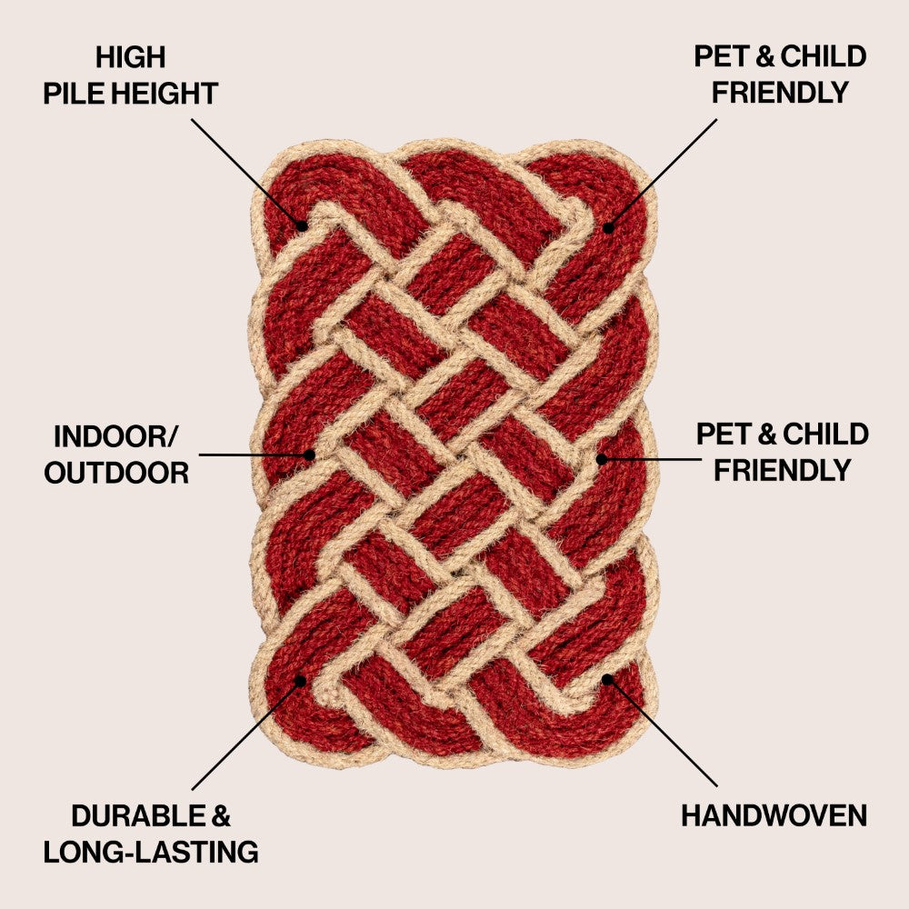 Ocean Classic Coastal Scalloped Basketweave Indoor/Outdoor Coir Mat