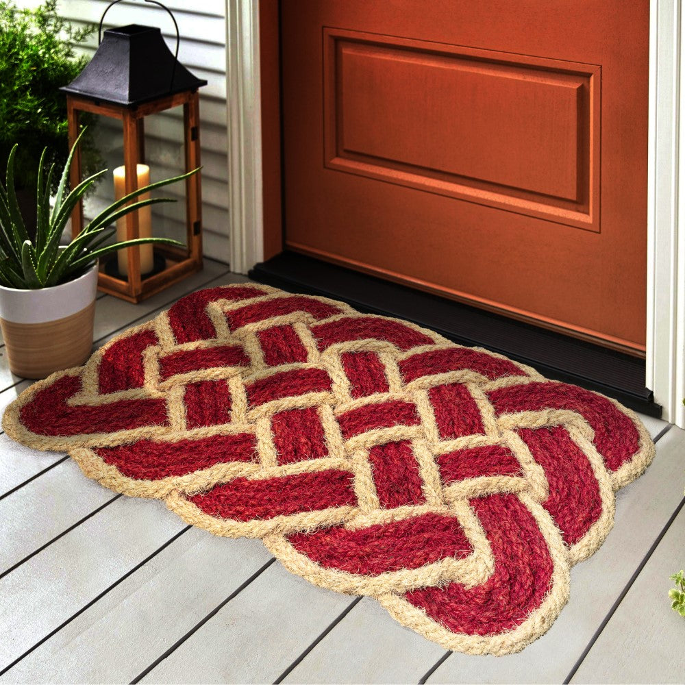 Ocean Classic Coastal Scalloped Basketweave Indoor/Outdoor Coir Mat