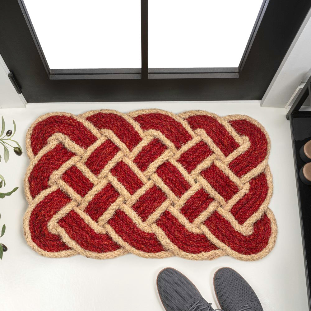 Ocean Classic Coastal Scalloped Basketweave Indoor/Outdoor Coir Mat