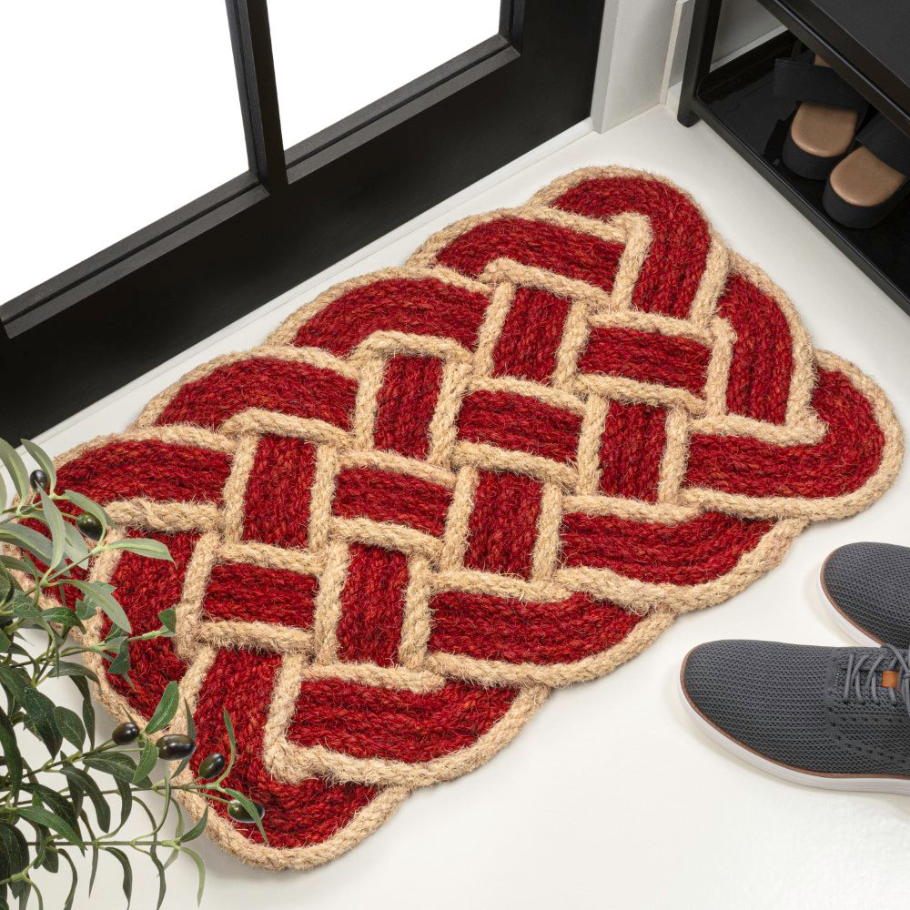 Ocean Classic Coastal Scalloped Basketweave Indoor/Outdoor Coir Mat