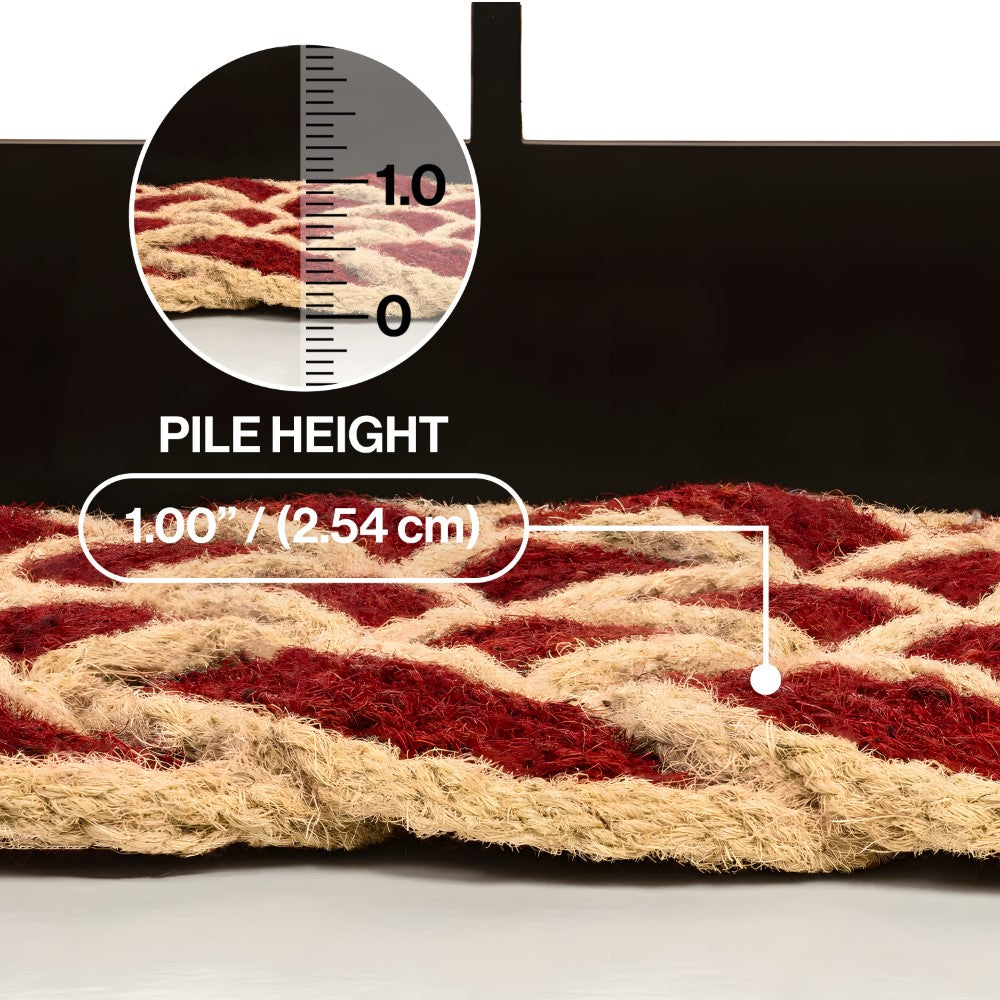Ocean Classic Coastal Scalloped Basketweave Indoor/Outdoor Coir Mat