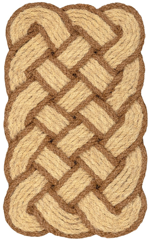 Ocean Classic Coastal Scalloped Basketweave Indoor/Outdoor Coir Mat