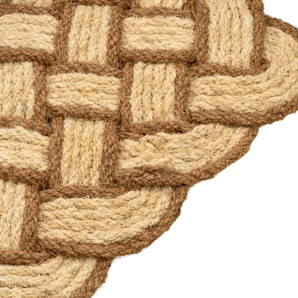 Ocean Classic Coastal Scalloped Basketweave Indoor/Outdoor Coir Mat