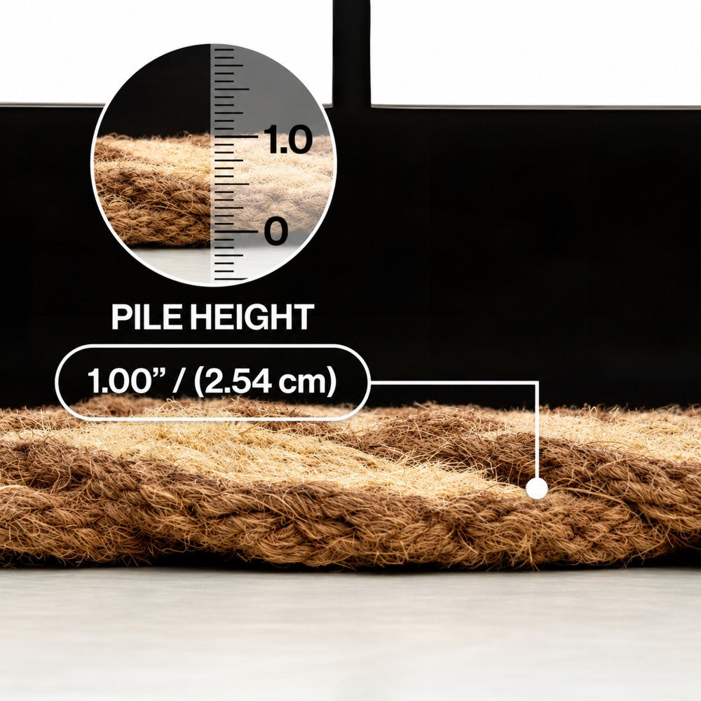 Ocean Classic Coastal Scalloped Basketweave Indoor/Outdoor Coir Mat